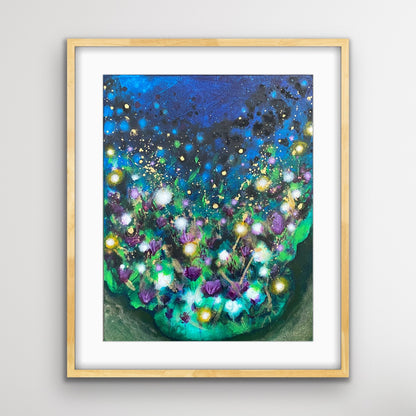 "Enchanted Moonlit Garden" Fine Art Print on Paper